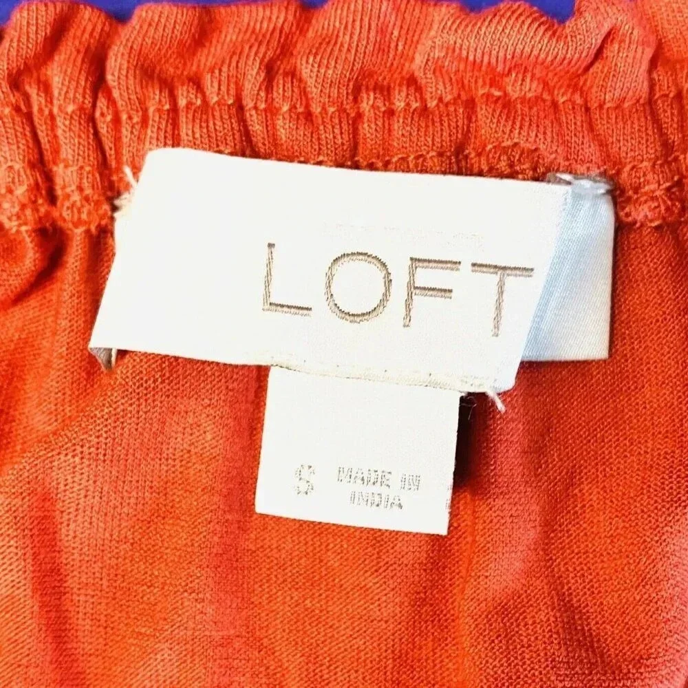 LOFT Women Short Sleeve Pullover Boat Neck Coral Casual Shirt Top Size Small - Picture 10 of 11